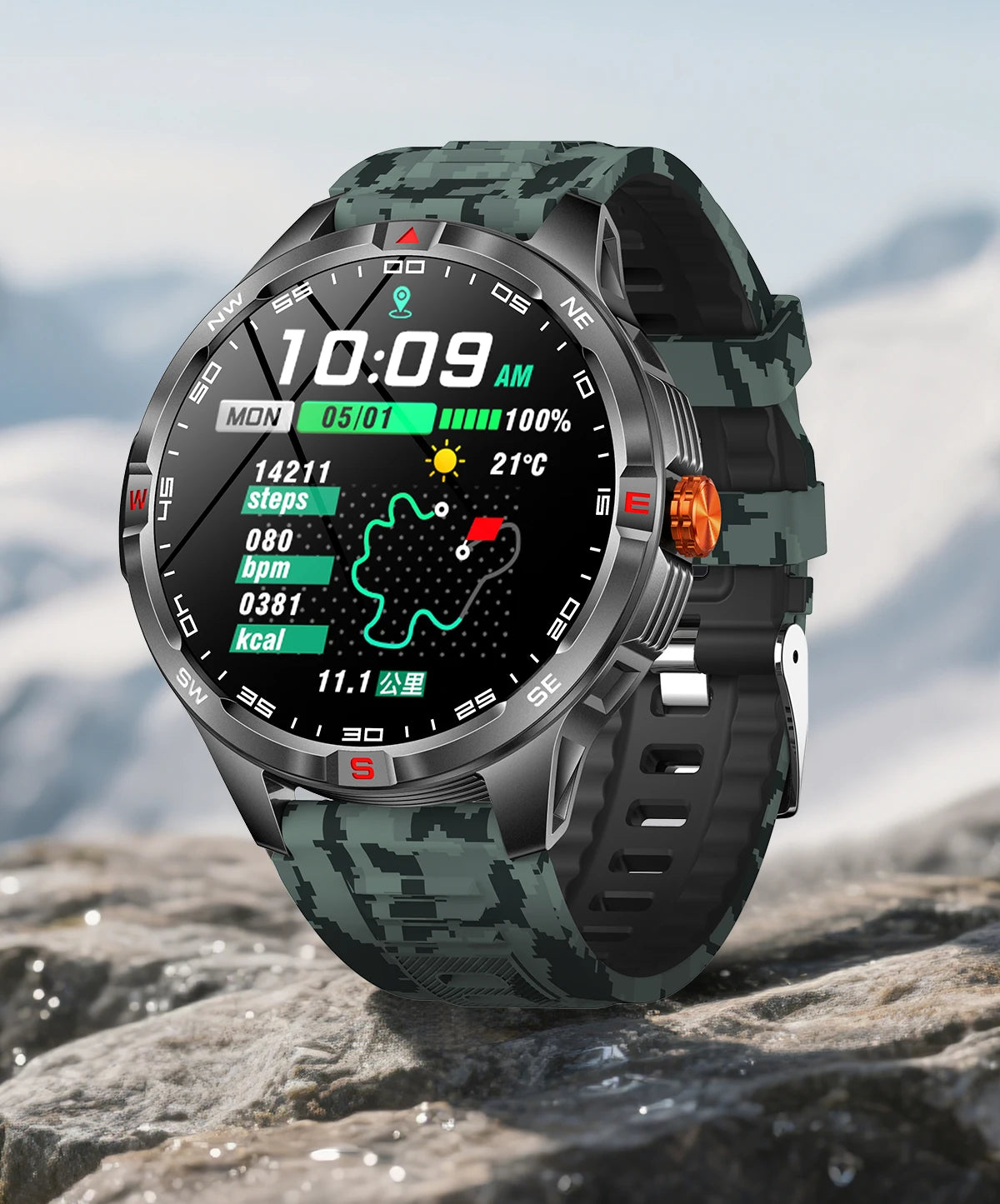 Outdoor Sports Smart Watch Men 1100mAh Large Battery Bluetooth Call 100+ Sports Modes Compass Waterproof Health Sport SmartWatch
