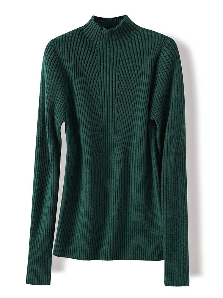 2025 Women Fashion Chic Knitted Tops Autumn Winter Turtleneck Sweater Women Pullovers Long Sleeve Jumper Pull Femme Clothing