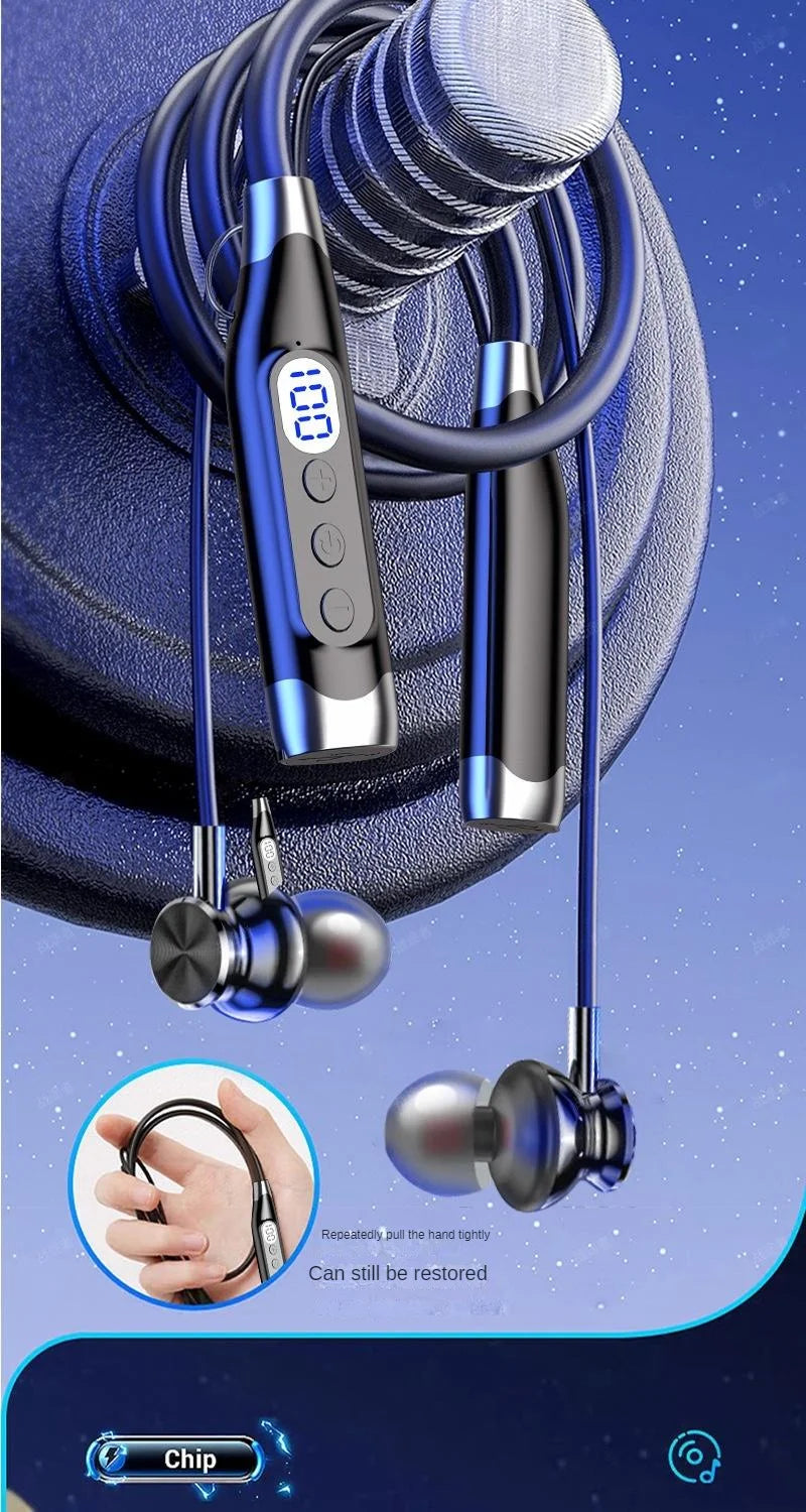 Bluetooth Headset Wireless Headphone LED Digital Display Neck-hanging Headphone Be Inserted Card Bluetooth Earbuds Sport Running