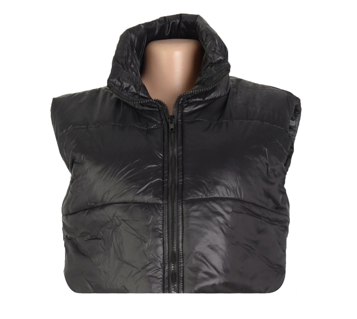 Women's Winter Vest Fashion Faux Leather Padded Jacket Coat Vintage PU Black And White Female Short Waistcoat Chic Clothes Tops