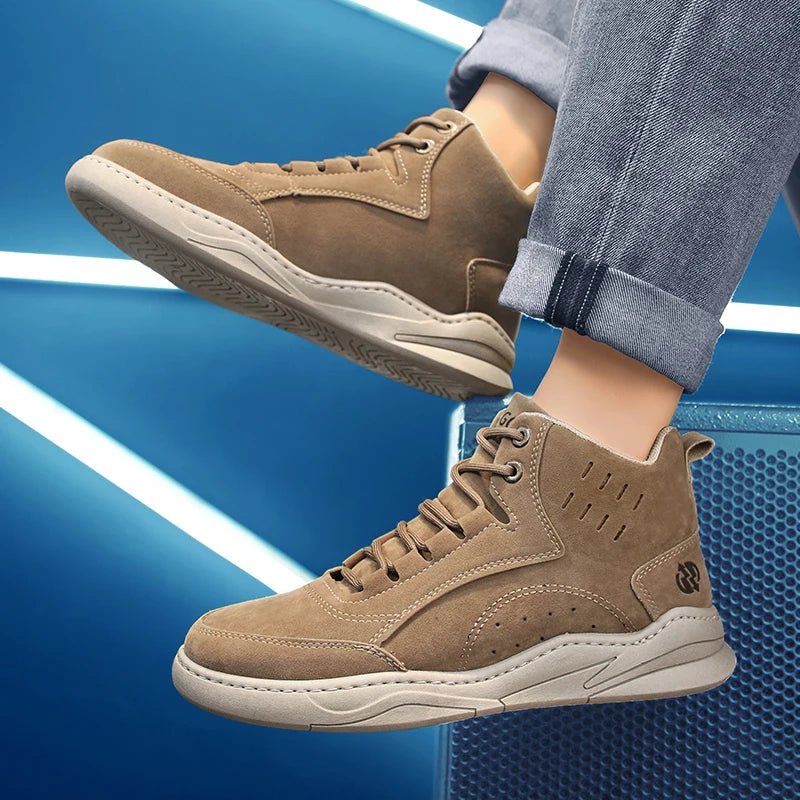 High Top Boots Men's Shoes Fashion Motorcycle Ankle Boots Shoes for Men Winter Boots Men's Sneakers Lace-Up Botas Hombre