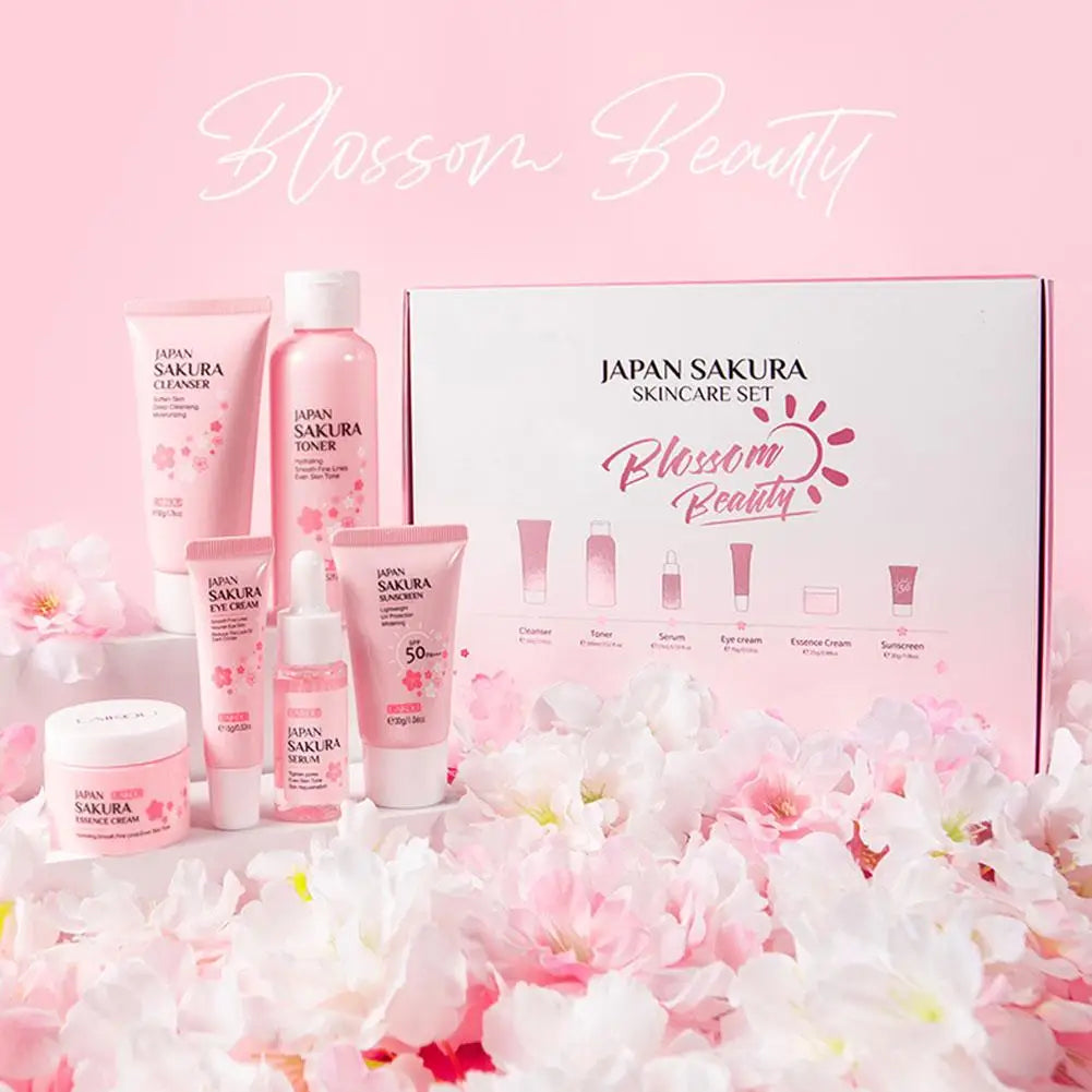 4pcs/6pcs Sakura Skin Care Set Japan Brand Nourishing Cleansing Essence Eye Cream Face Cream Toner Sunscreen High-end Gift Set