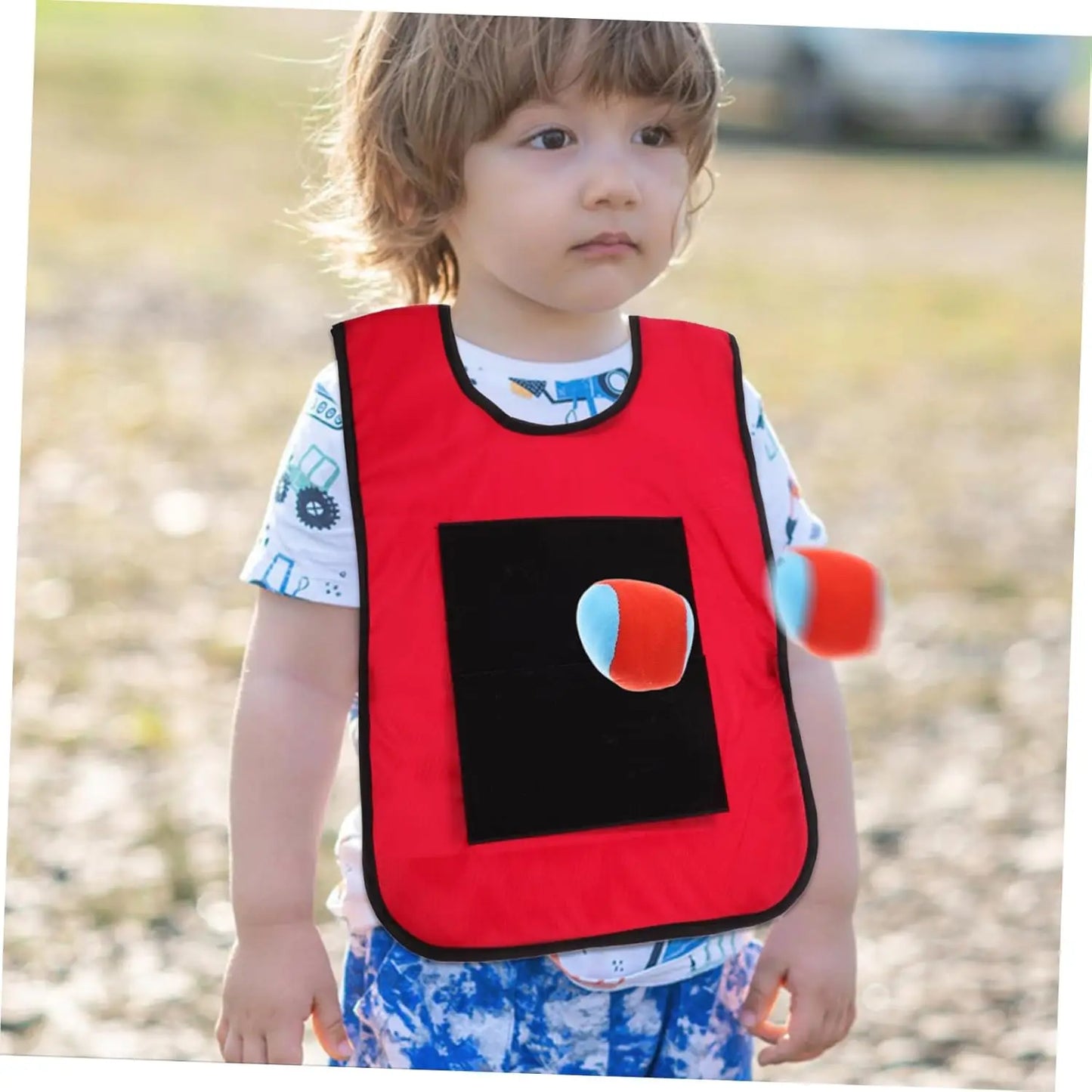 Sets Stick Throwing Ball and Vest:  Soft Fleece Balls Target Dodgeball, Outdoor Game Props for Kids Play and Sports Activities