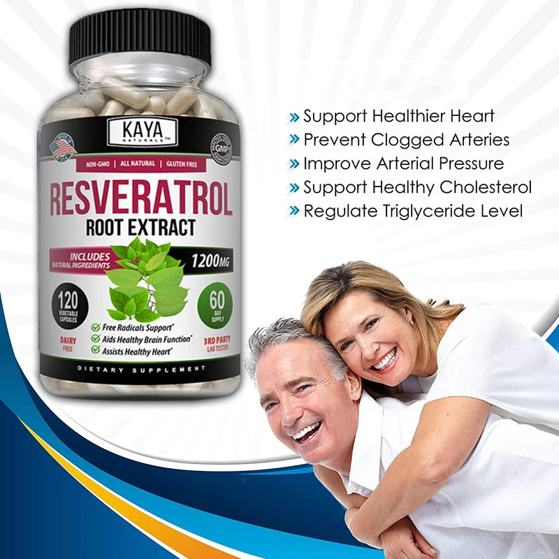 Resveratrol Capsules - Antioxidant Supplement To Support Circulatory Health and Overall Wellness,Promotes Cardiovascular Support