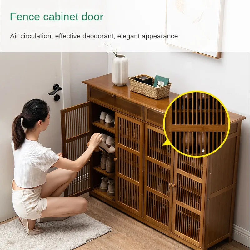 Household Dust-proof Shoe Cabinet Simple Shoe Rack Multi-layer Storage Rack Solid Wood Entrance Storage Storage Cabinet