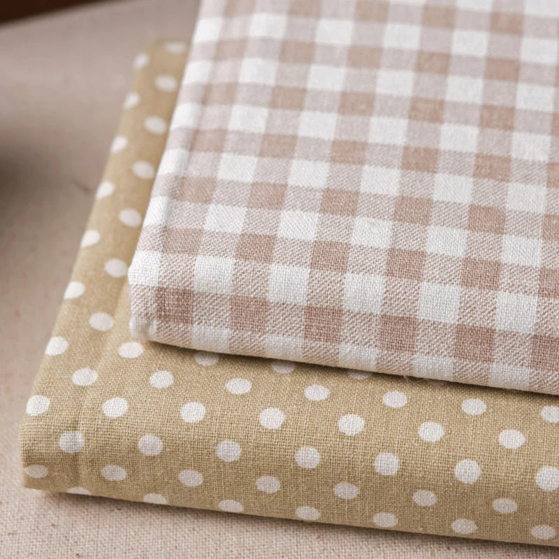 Linen Cotton Fabric Cloth For Patchwork Quilting Dot Fabrics DIY Bags Baby Clothing Dress Handmade Sewing Textile Materials
