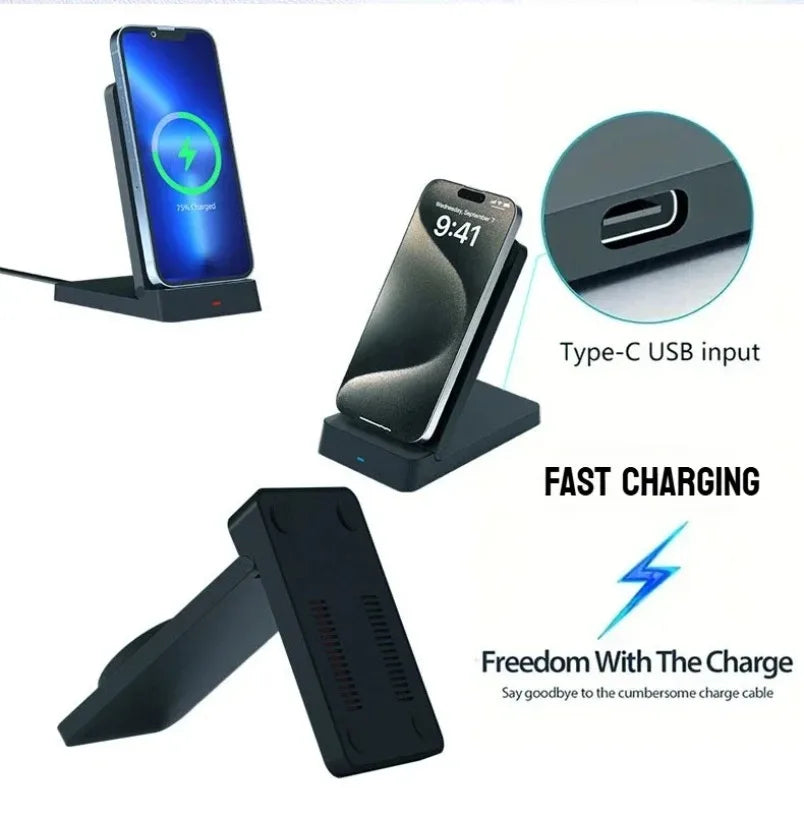 Magnetic 30W Wireless Charger Desktop Fast Charging Station Fold Smart Phone Holder Charge For Magsafe iPhone 16 15 14 13 12 Pro