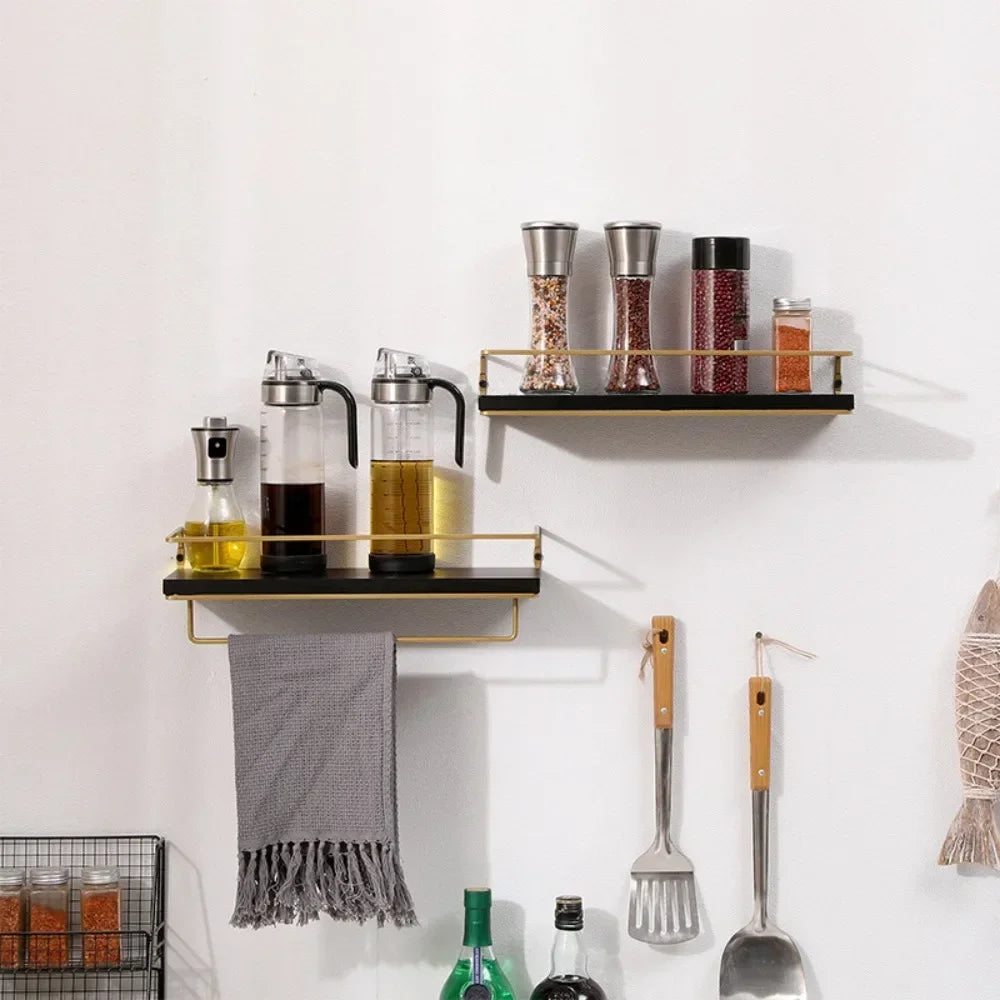 Bathroom Shelving Wooden Towel Rack Toilet Cosmetics and Toiletries Storage Kitchen Display Rack  Wall Mounted Storage Holder