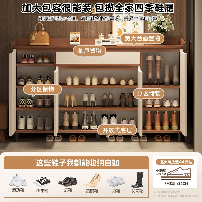 Home Shoe Cabinet Home Door Indoor Storage Cabinet Integrated Against The Wall New Chinese Storage Porch Cabinet Large Capacity