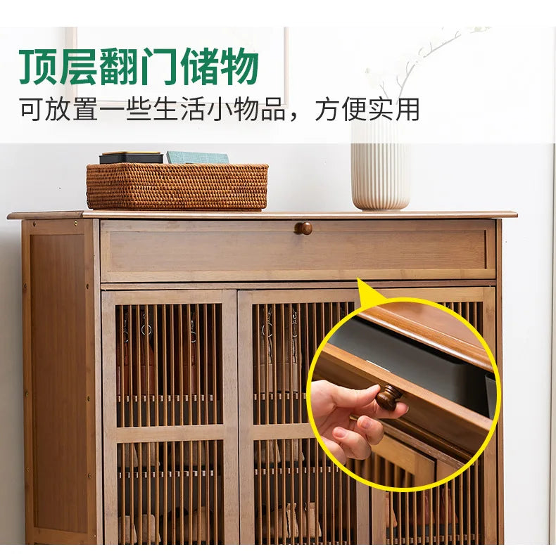 Household Dust-proof Shoe Cabinet Simple Shoe Rack Multi-layer Storage Rack Solid Wood Entrance Storage Storage Cabinet