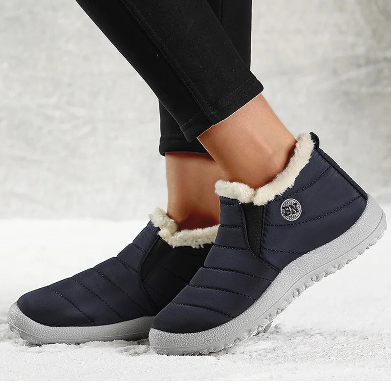 Women's Boots Women Winter Boots Warm Fur Winter Shoes For Women Snow Boots Lightweight Ankle Botas Mujer Black Combat Botines