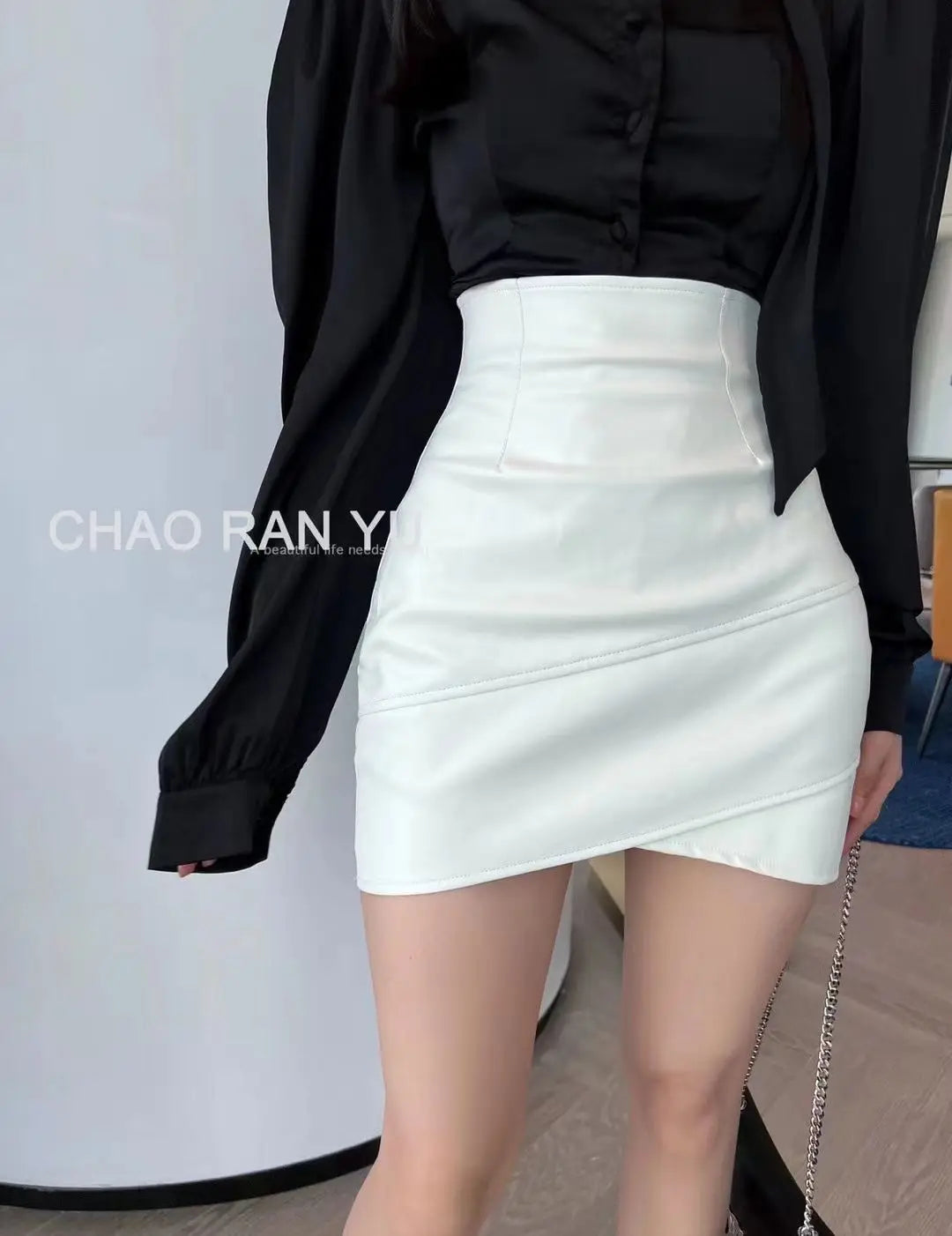 Women Clothing 2025 Autumn Korean Fashion Sexy Irregular Bodycon Mini Skirts Female High Waist Solid PU Leather Skirt Y2K Faldas