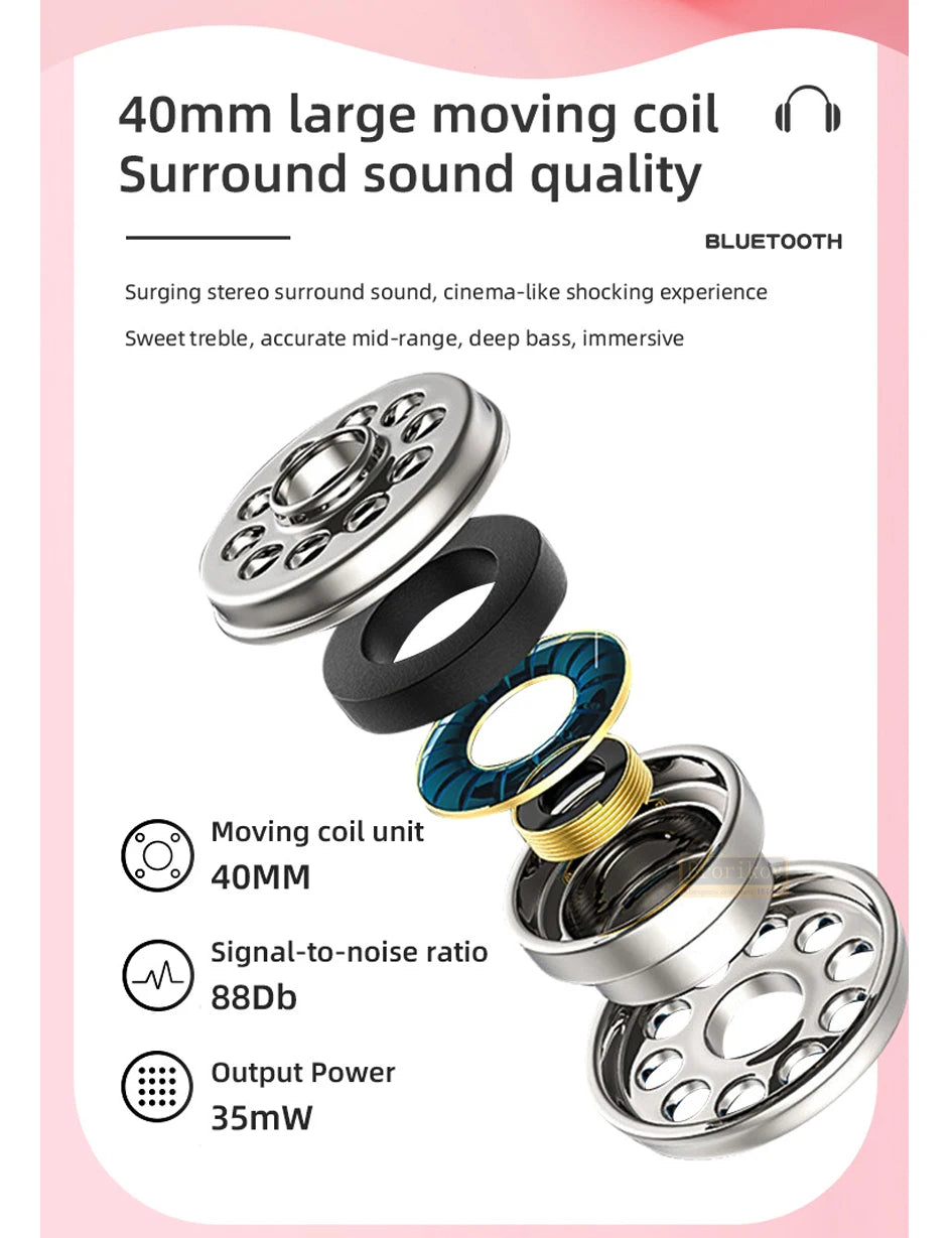 Bluetooth Headset 5.0 Bluetooth Headset Folding Wireless Sports Earphone Gaming Headsets Over-ear Headphones for Android ios