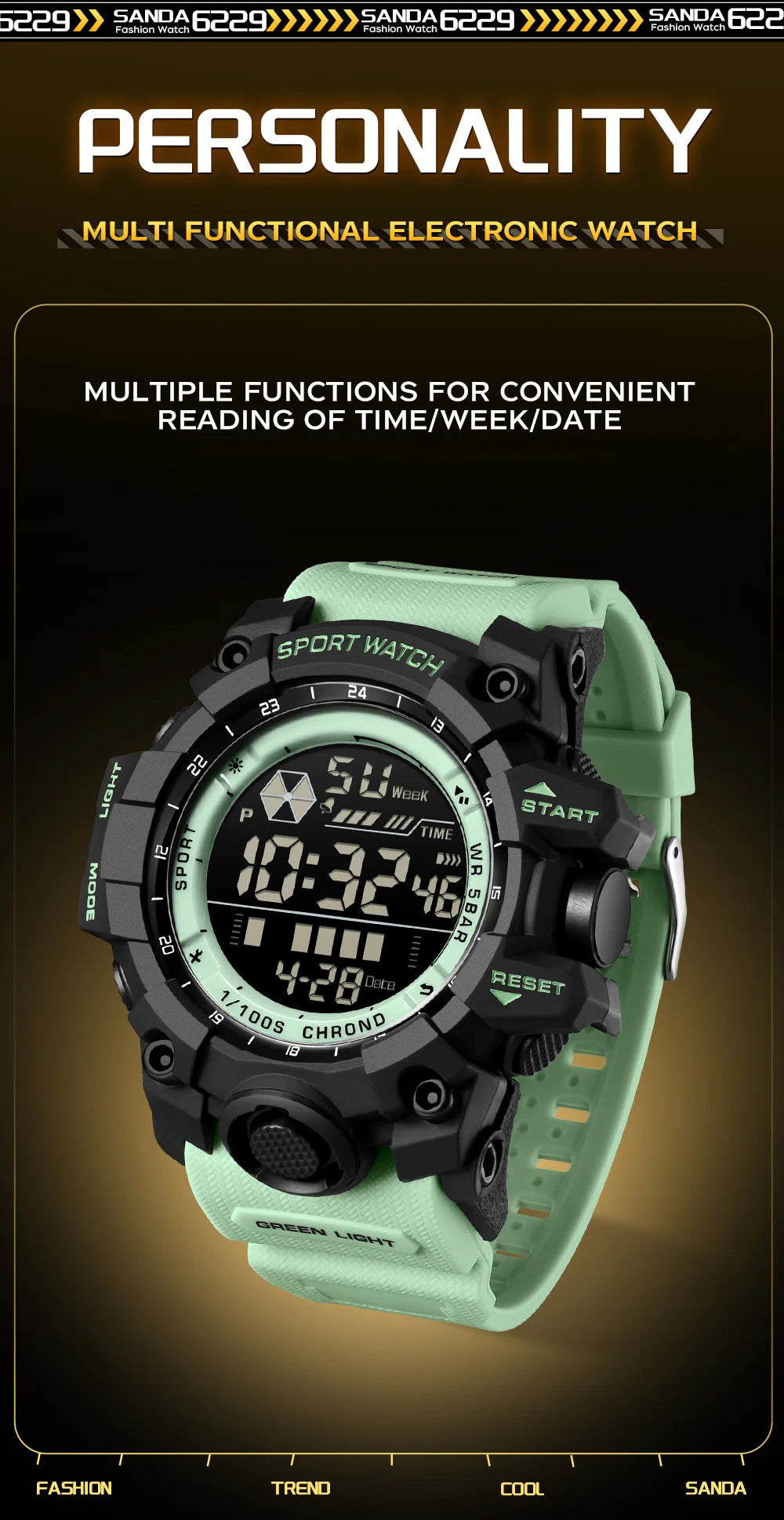 SANDA Outdoor Sports Men Watch Waterproof LED Analog Digital Show Multifunction Big Dial Electronic Wristwatch G style Male Cloc