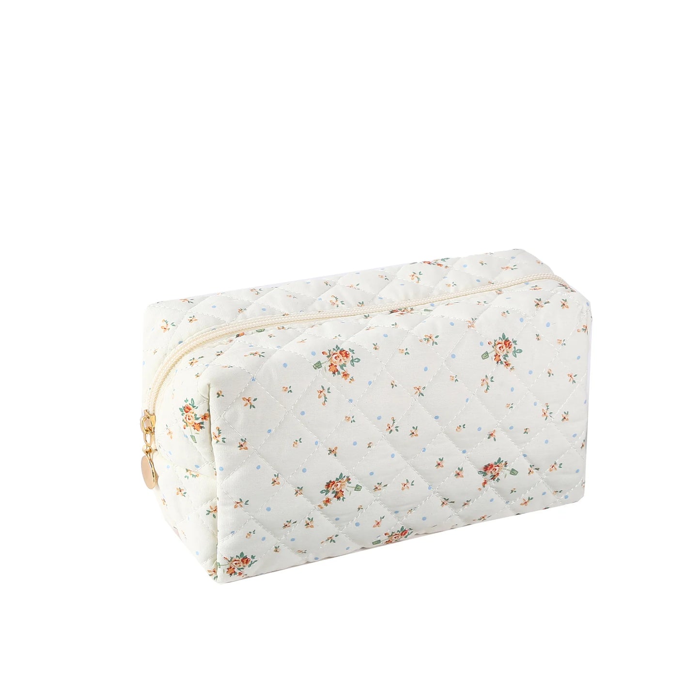 Floral Cosmetic Bag For Women And Girls Quilted Makeup Accessories Pouch For Travel Daily Travel Use Skincare Bag Multipurpose