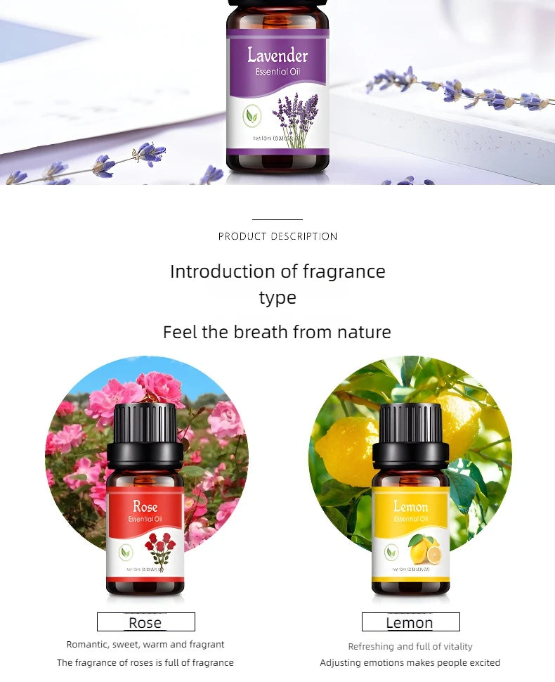 18 Flavors Essential Oils for Aroma Diffuser Air Humidifier Home Water-soluble 10ml Air Freshener Scents Fragrance Oil Perfume SwiftNest