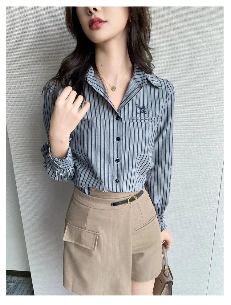 Fashion design Women Blouses for a Chic Look New elegant office ladies striped shirts tops