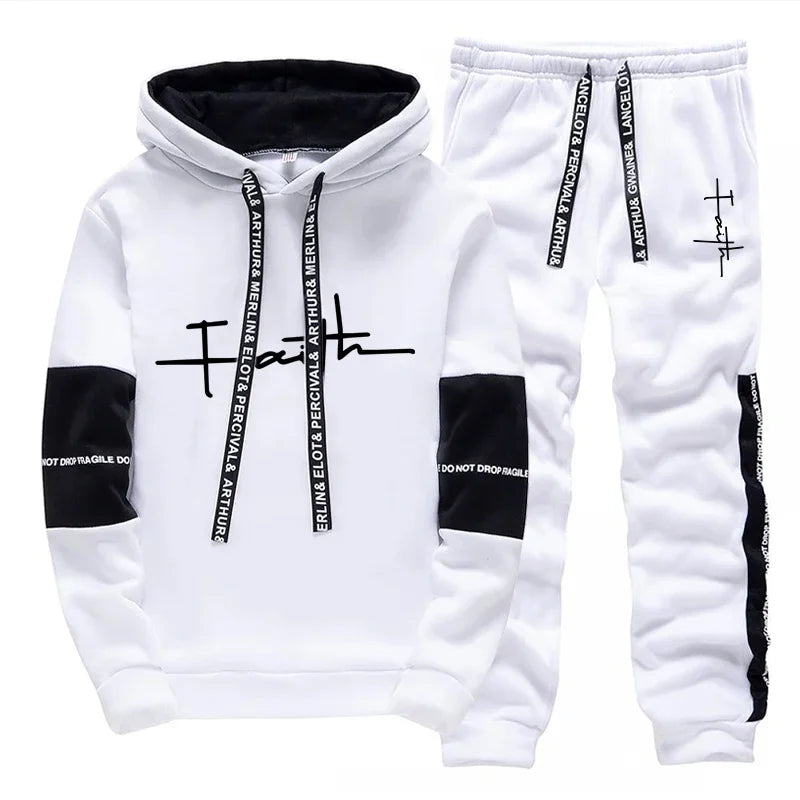 Casual Mens Tracksuit Printing Sweatshirts Outdoors  Sports Jogging Mens Clothing Versatile Single Piece Hoodie Pants Sportswear
