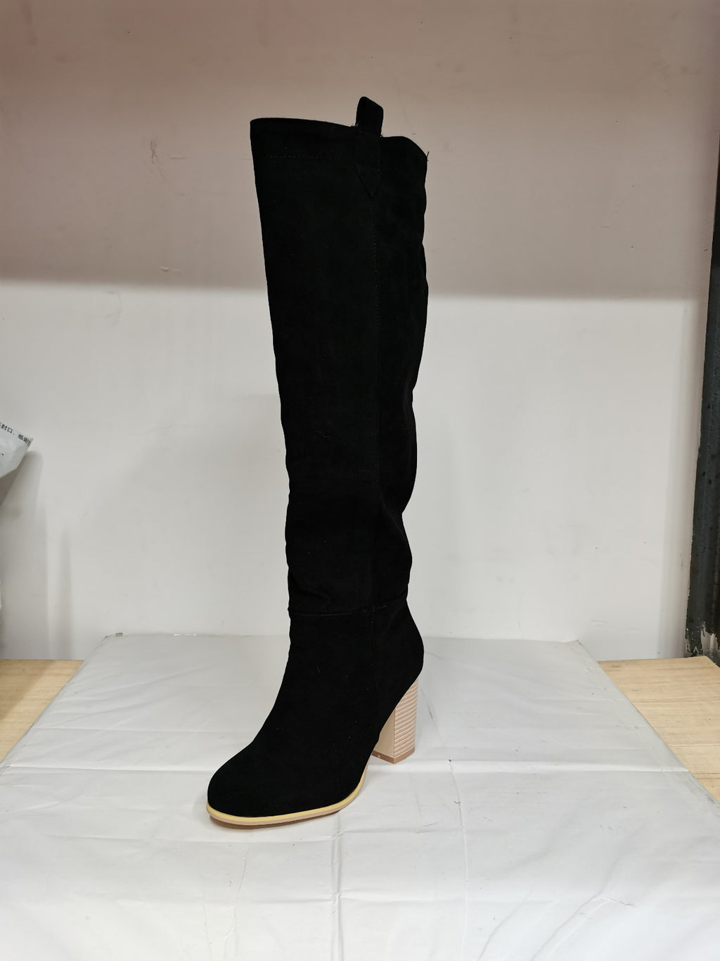 Winter Women Shoes Sexy High Pointed Toe Solid Color Slip-On Flock Warm Over The Knee Boots Ladies Mature Party Elegant Boots