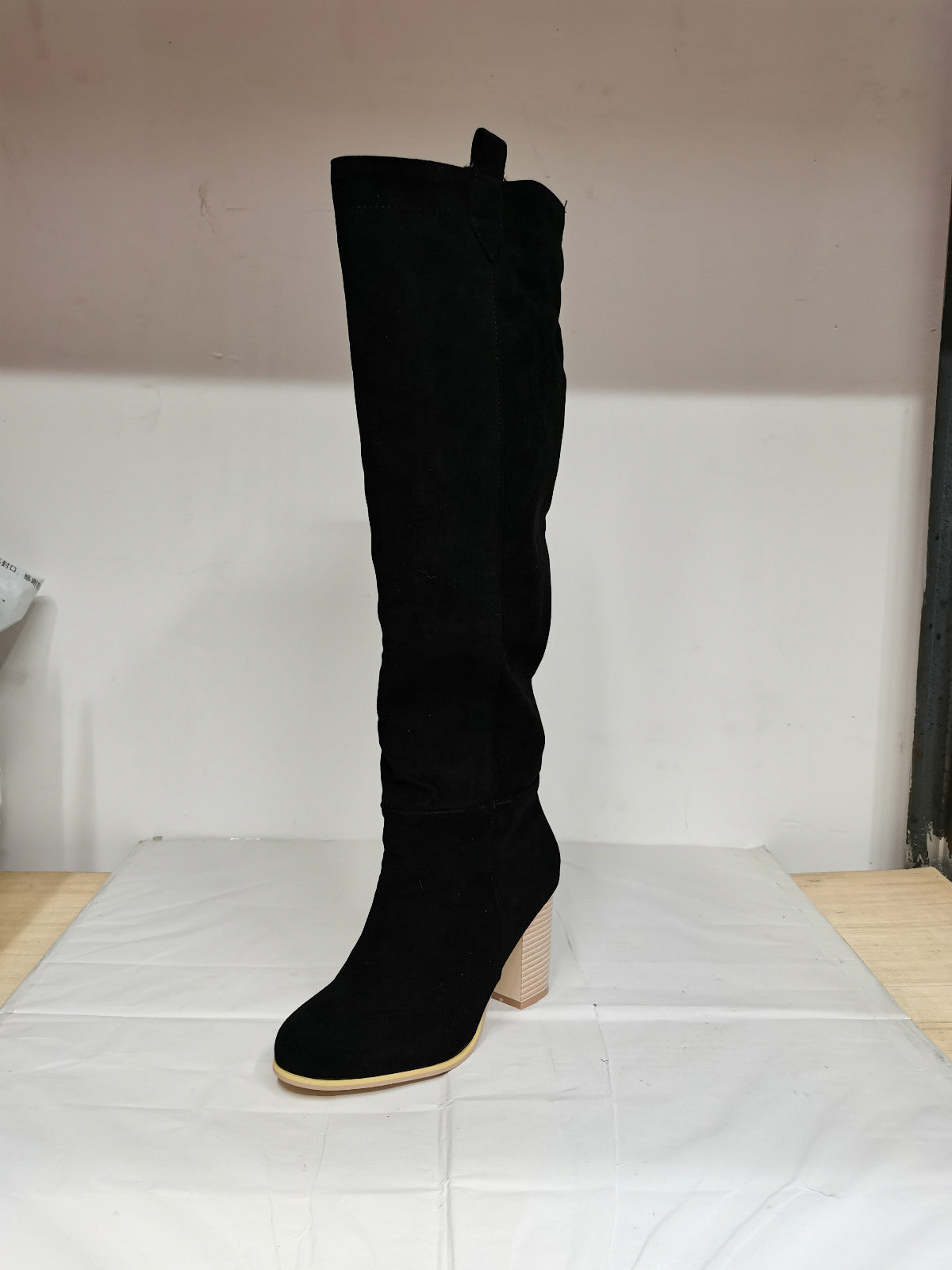 Winter Women Shoes Sexy High Pointed Toe Solid Color Slip-On Flock Warm Over The Knee Boots Ladies Mature Party Elegant Boots