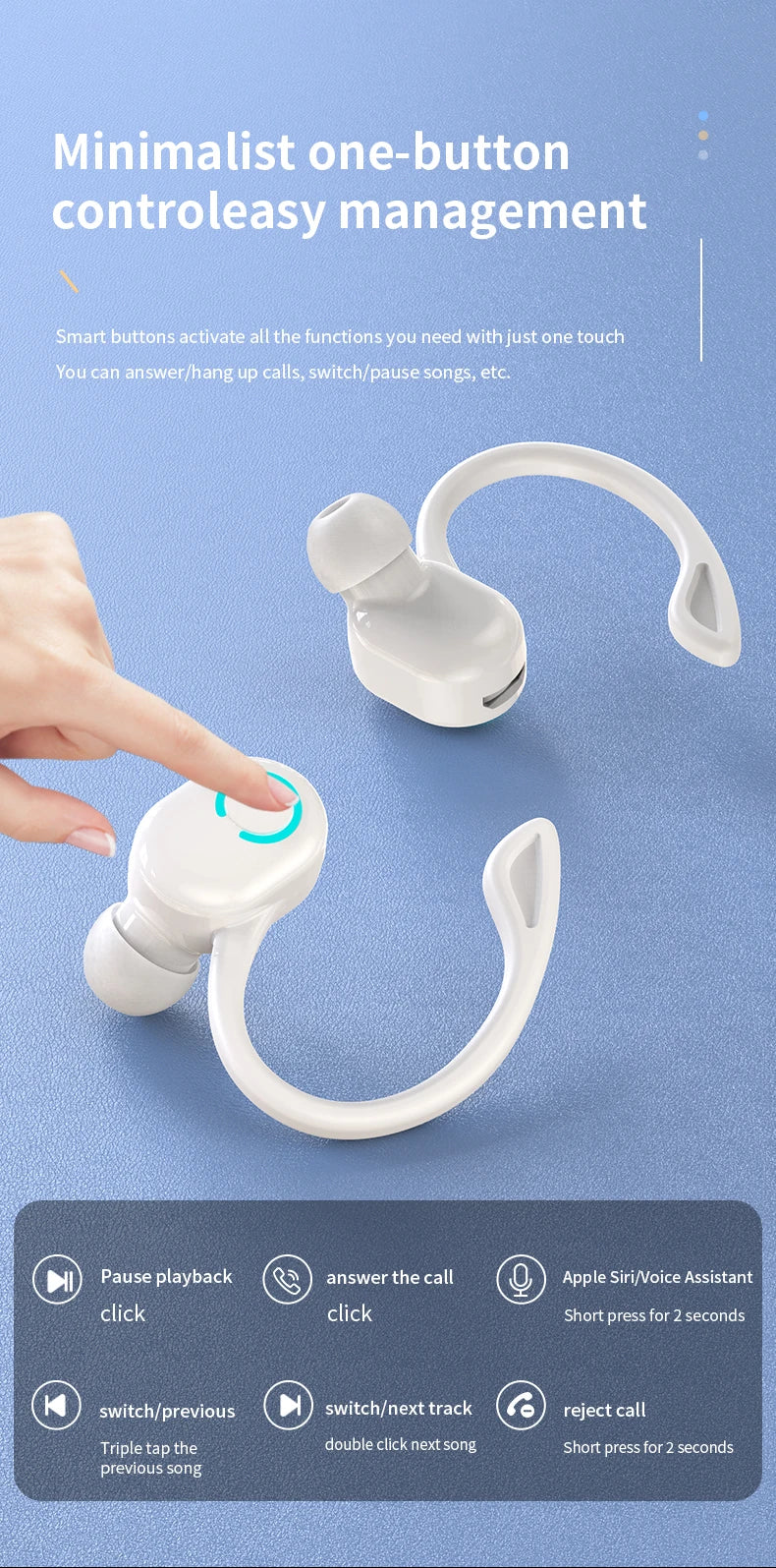 Wireless Headphones Bluetooth 5.0 Earphones With Mic Single in-Ear Sports Waterproof TWS Earbuds Bluetooth Handsfree Headset