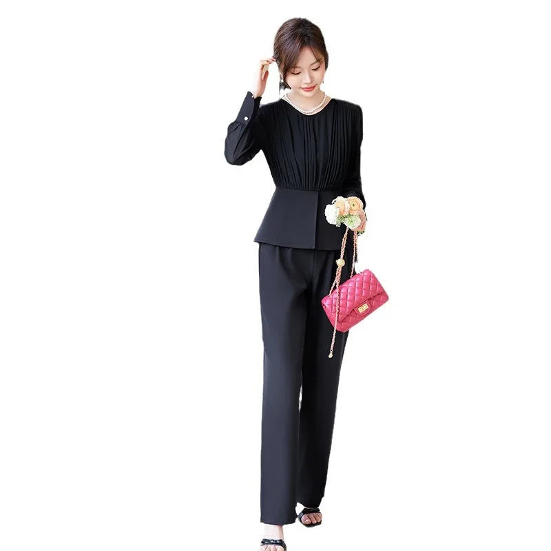 Fashion Uniform Styles Spring Women Office Business Suits Female Pantsuits Ladies Work Wear Blazers Sets With Wide Leg Trousers SwiftNest