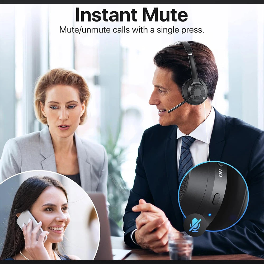 سماعة رأس لاسلكية بتقنية البلوتوث 5.4 مزودة بميكروفون وخاصية إلغاء الضوضاء وتقنية Multipoint Connect وسماعة رأس لاسلكية للعمل