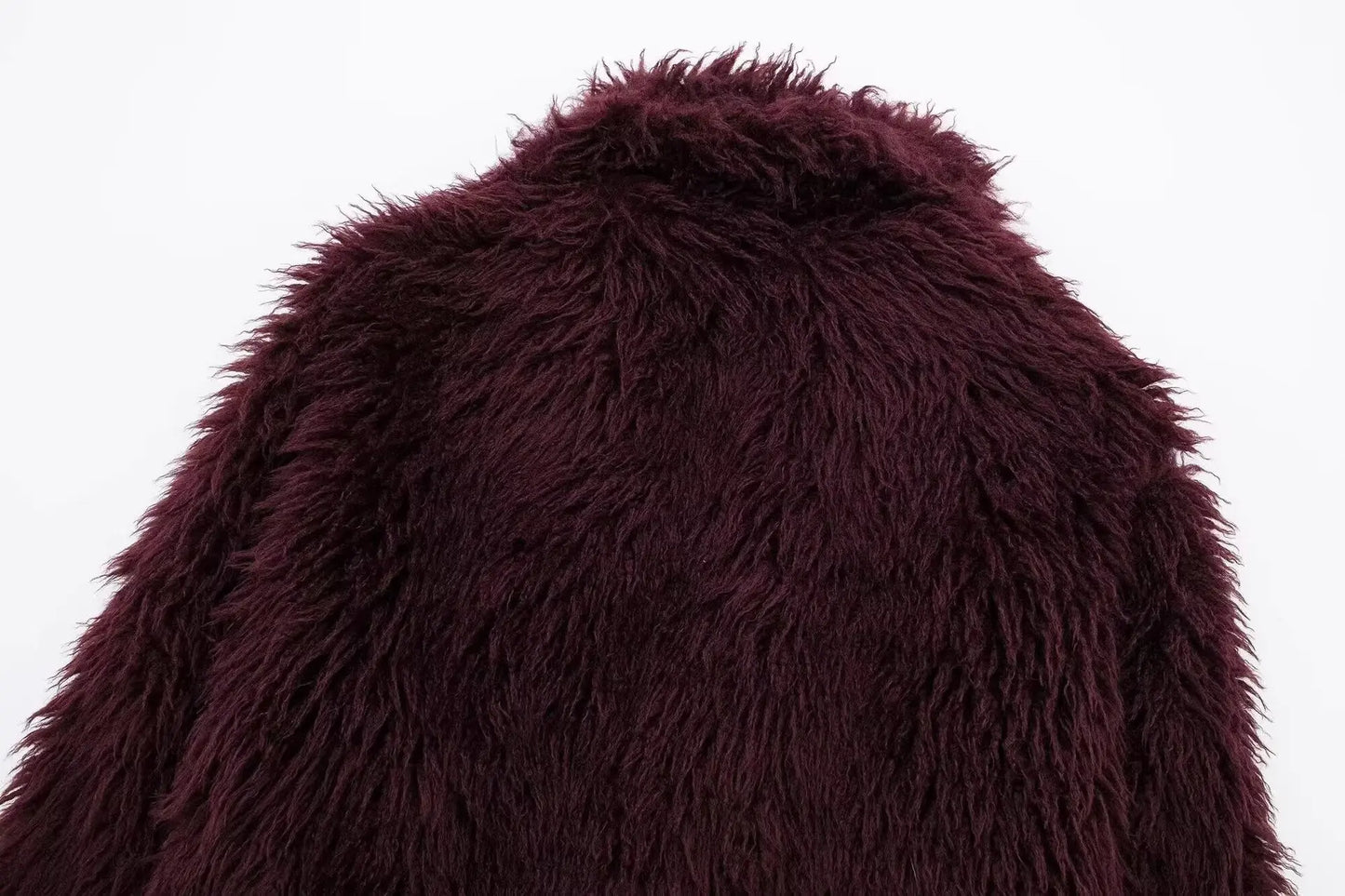 Women's Fashion 2025 Autumn and Winter New Vintage Burgundy Faux Fur Short Coat Thickened Warm Lapel Women's Coat