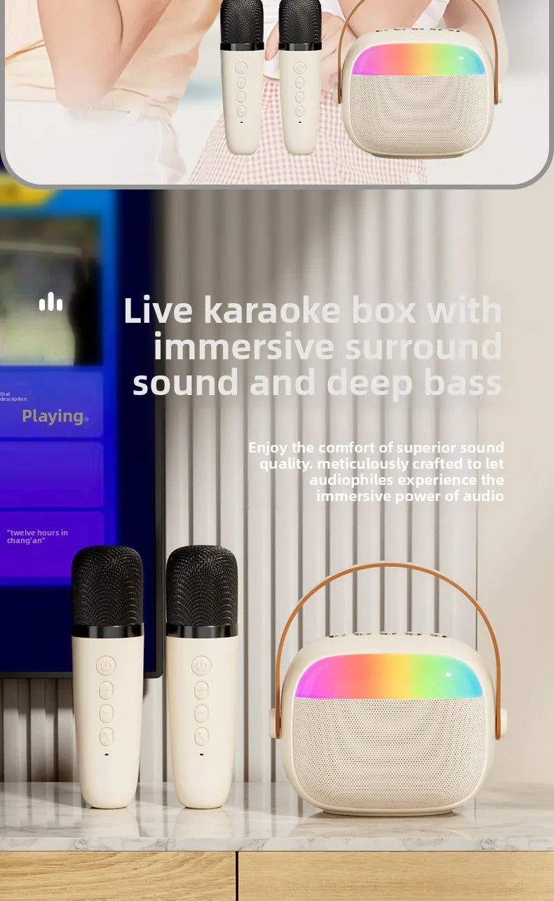مكبر صوت بلوتوث محمول للمنزل لطيف كاريوكي صغير لاسلكي صوتي مع ميكروفون K Song Family الغناء آلة