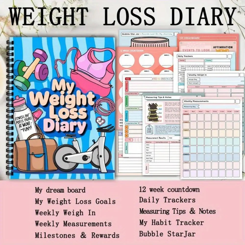 Fitness Tracker Weight Loss Plan Book 104 Pages 12 Weeks Monthly Planner Progressive Wellness Planner Diet Meal Notepad Health