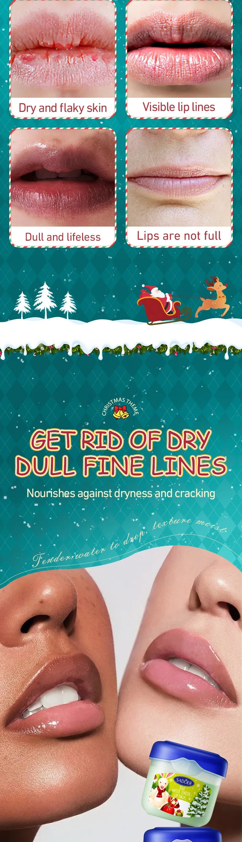 Christmas Gift Box,Lip Balm 4PCS/box Lip Makeup Set, Durable Moisturizer, Christmas Women's Gift Nourishing Lipstick Skin Care