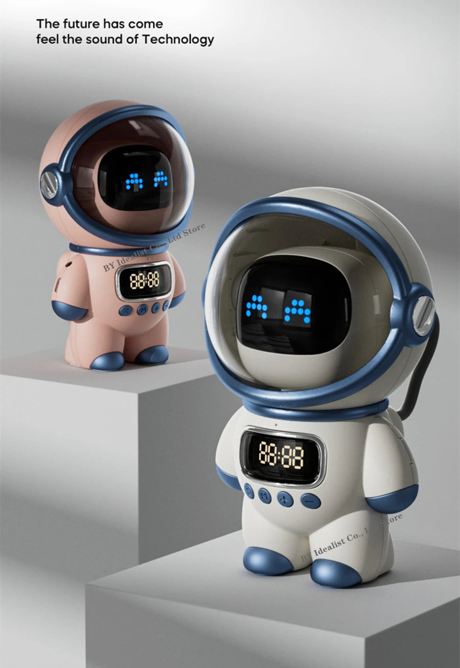 مكبر صوت بلوتوث رائد فضاء لاسلكي صغير محمول ذكي مكبرات صوت ستيريو باس راديو FM مضخم صوت مكبر صوت موسيقى