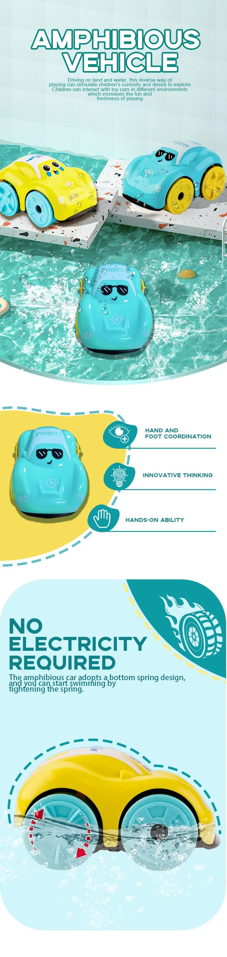 ألعاب استحمام الطفل، سيارات برمائية، حمام، سيارات لعبة عائمة، ألعاب أطفال لطيفة للسباحة واللعب بالماء، هدايا للأطفال