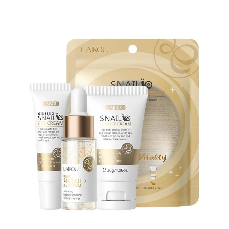 3pcs/set Vitamin C 24K Golden Sakura Skin Care Sets Face Cream Serum Eye Cream Moisturizing Anti Wrinkles Face Care Kit