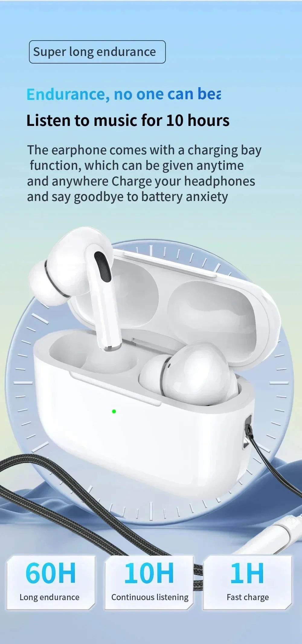 High-performance wireless Bluetooth headset - portable mini design, clear sound quality, long battery life, suitable for sports