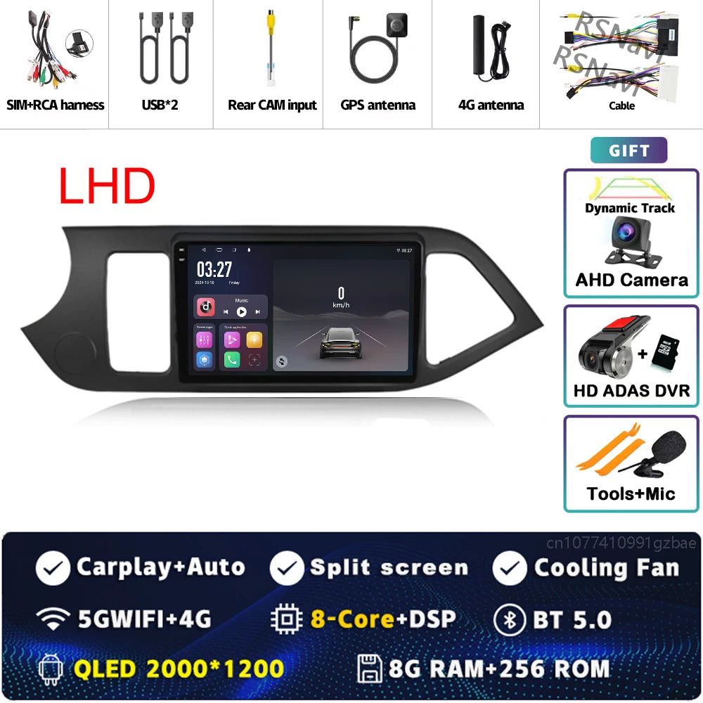 Android 15 For KIA Morning 2 picanto 2011-2017 LHD 2K QLED Android Car Radio Multimedia Video Player GPS Stereo CarPlay