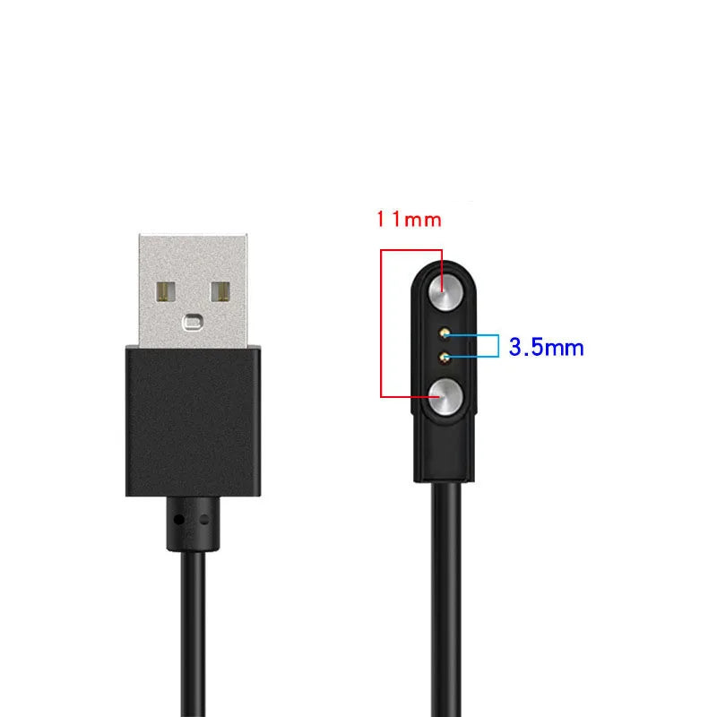 محول شاحن ساعة ذكية مزود بدبوسين و4 دبابيس وكابل شحن USB لساعة ذكية للبالغين/الأطفال وملحقات سلك شحن الطاقة