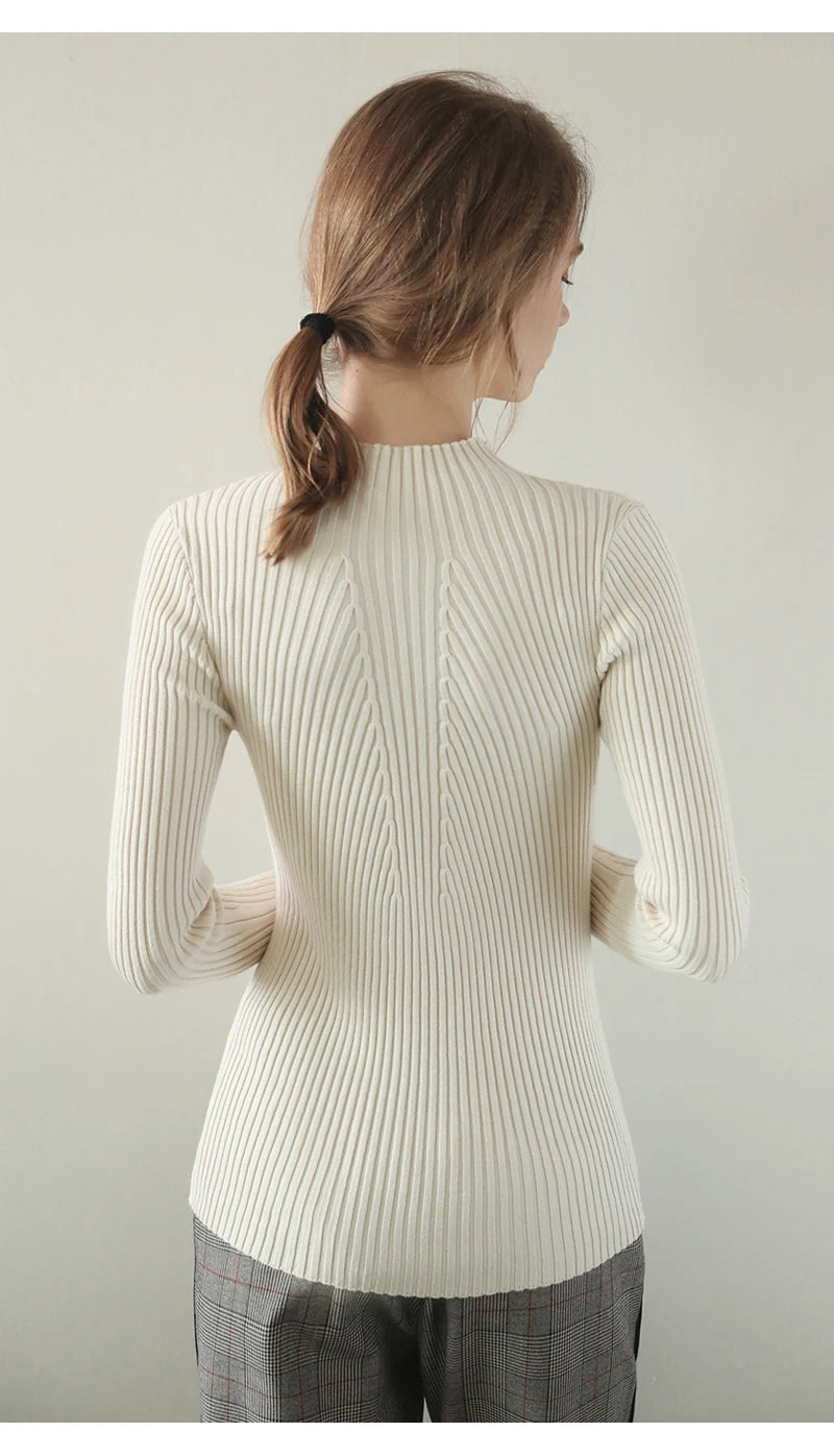 2025 Women Fashion Chic Knitted Tops Autumn Winter Turtleneck Sweater Women Pullovers Long Sleeve Jumper Pull Femme Clothing