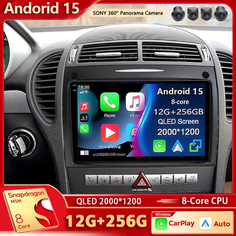 أندرويد 15 لسيارة بنز SLK-Class R171 2004 - 2011 2K QLED راديو السيارة أندرويد مشغل فيديو الوسائط المتعددة نظام تحديد المواقع ستيريو CarPlay وحدة رأس 4G