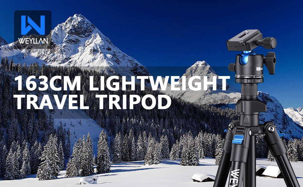حامل ثلاثي خفيف الوزن Weyllan EP5 مصنوع من سبائك الألومنيوم وحامل ثلاثي محمول برأس كروي وحامل إضاءة للتصوير الفوتوغرافي للكاميرا