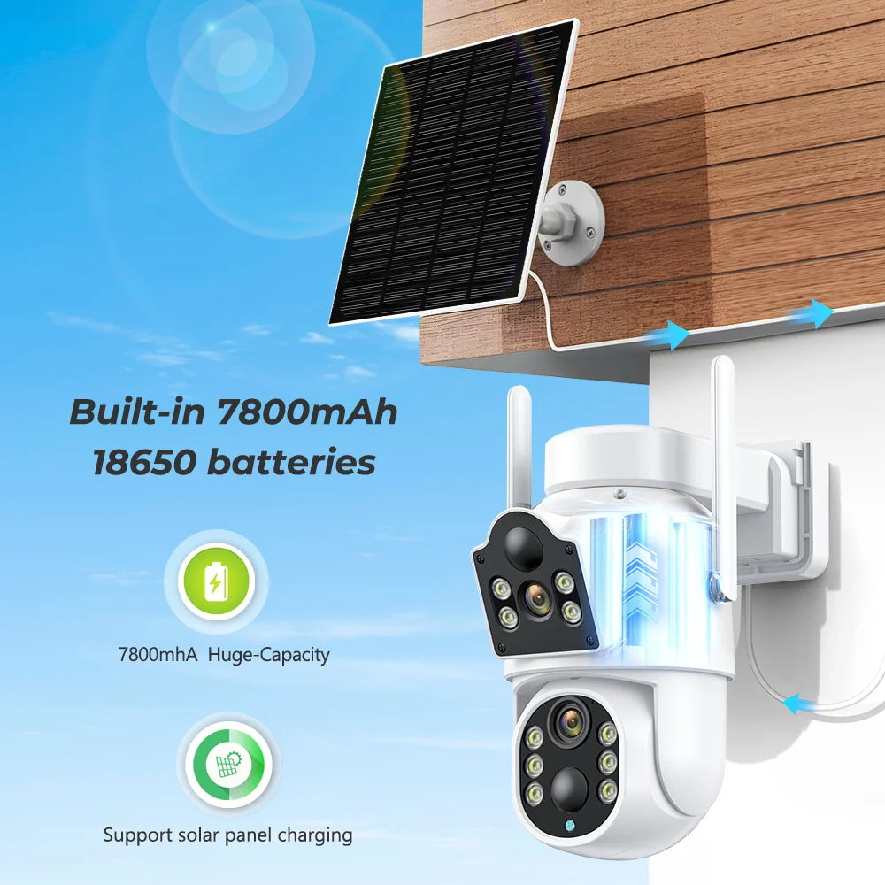 BESDER 8MP 4K Solar Wirelesss IP Camera With 7800 mAh Battery Outdoor HD 4MP Dual Lens WiFi IP Camara Solar Panel CCTV Security