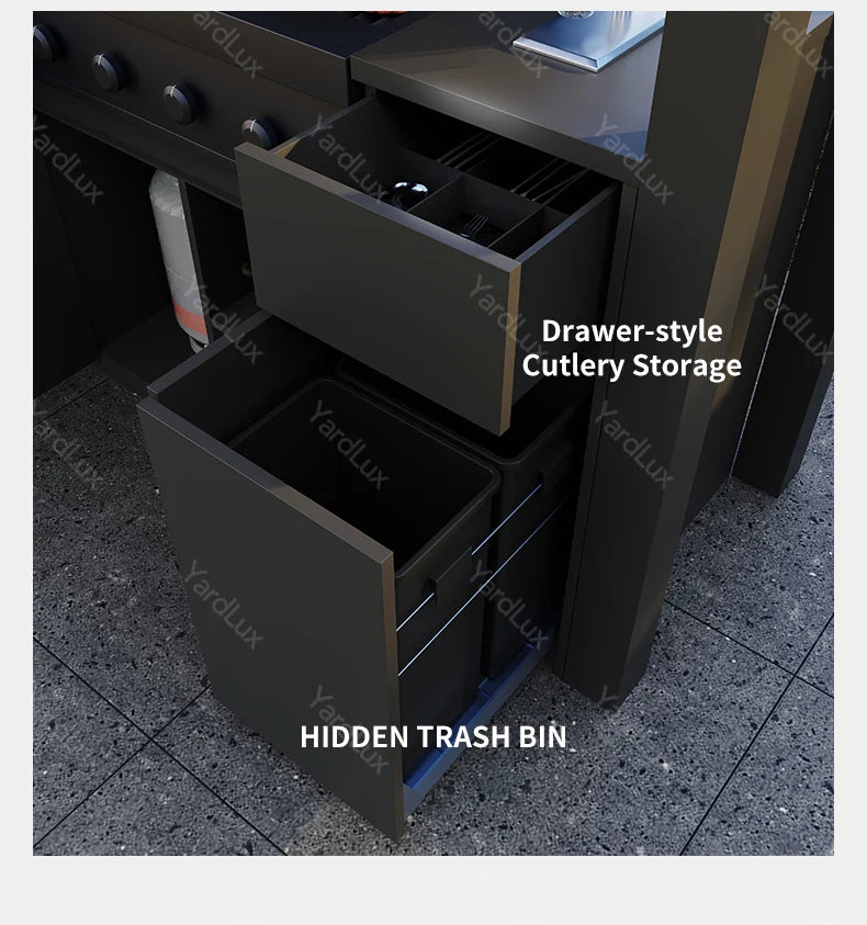 Modern Outdoor Bar and Kitchen Set with BBQ Cabinets Dining Sink and Faucet for Apartment or Mall UsePatio Set Outdoor Furniture