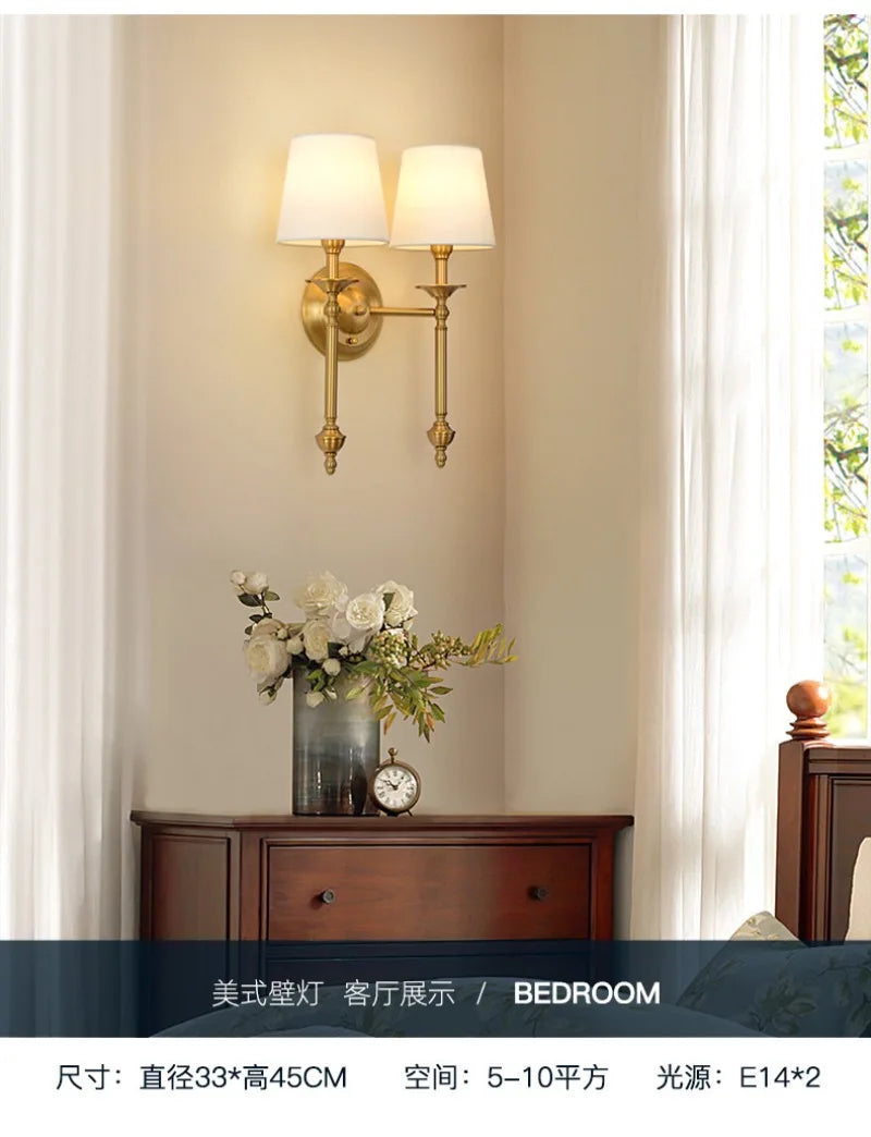 American Bedroom Bedside Lamp Mirror Front Light Simple Living Room Villa Clubhouse Wall Lamp