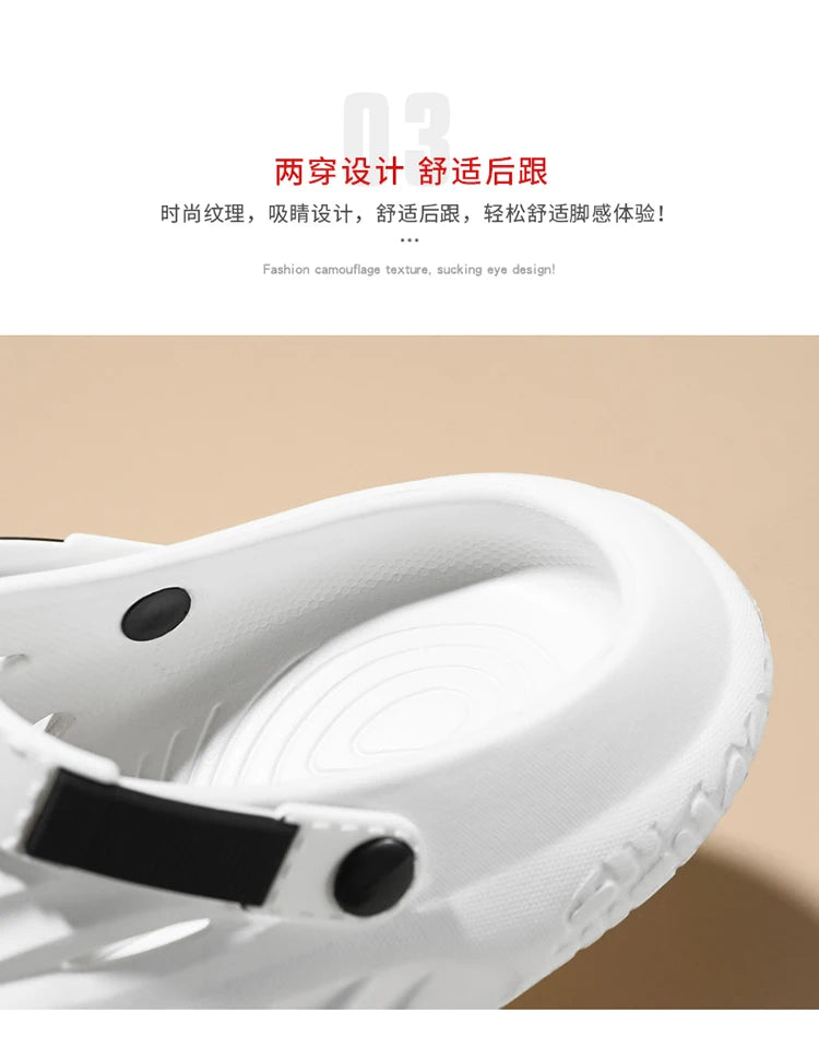 Fashion Men's Sandals Soft EVA Clogs Fashion Thick Sole Couples Beach Slippers Casual Slide Hole Shoes