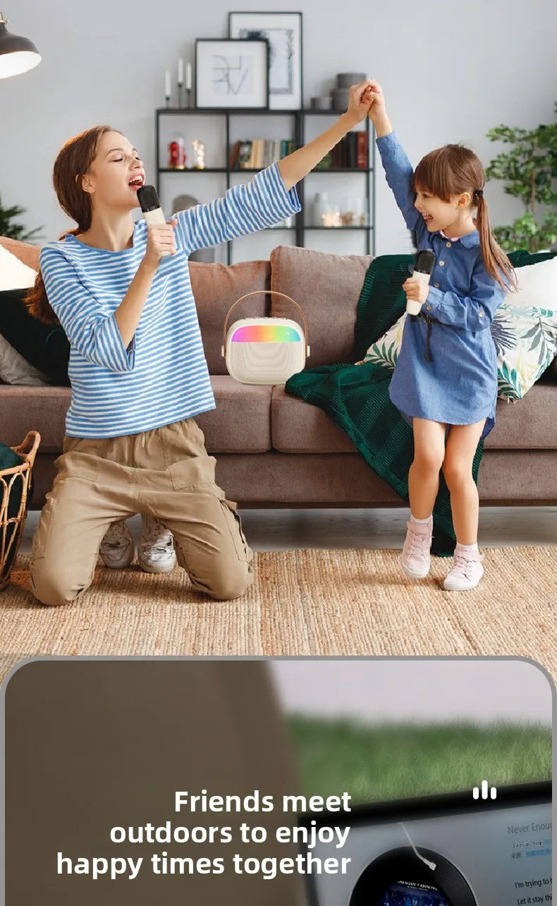 مكبر صوت بلوتوث محمول للمنزل لطيف كاريوكي صغير لاسلكي صوتي مع ميكروفون K Song Family الغناء آلة