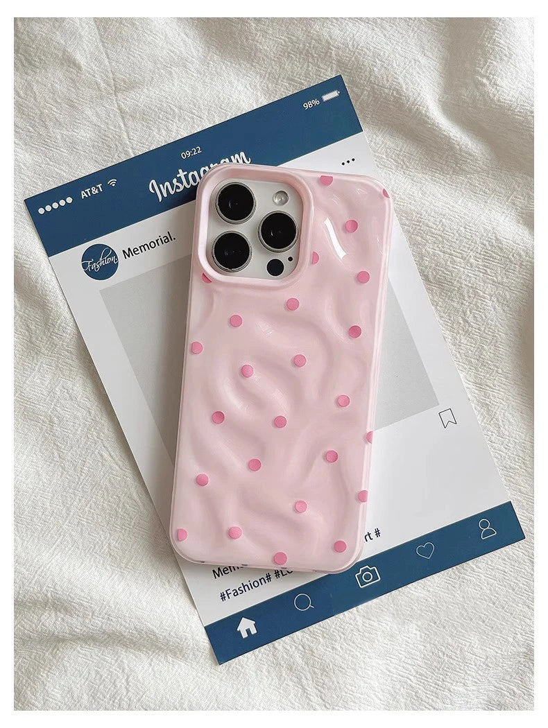 جراب هاتف قابل للطي من Love Polka Dot لهاتف IPhone 15 16 Pro Max Case 13 14 Pro جراب أنيق مقاوم للصدمات من السيليكون الناعم