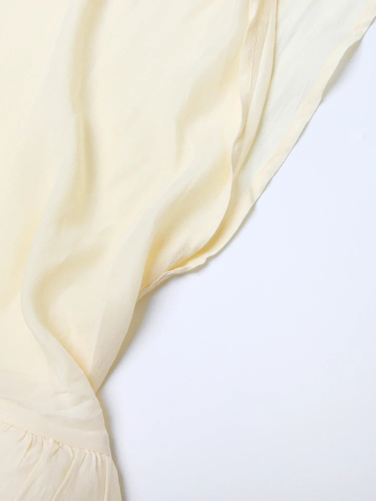 TWOTWINSTYLE Minimalist Dresses For Women V Neck Cloak Sleeve High Waist Ruffles Irregular Summer Dress Female Fashion Clothing