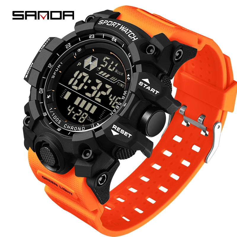SANDA Outdoor Sports Men Watch Waterproof LED Analog Digital Show Multifunction Big Dial Electronic Wristwatch G style Male Cloc