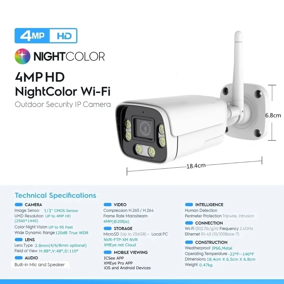 4MP 2MP IP Security Camera Wifi Outdoor Surveillance Home Protection CCTV Bullet Wireless Camara Video indoor Wi-Fi XM ICSee Cam