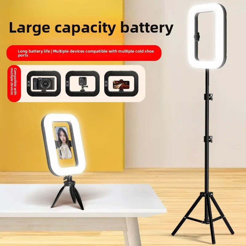 New Handheld Ring LED Rechargeable Fill light Portable Mobile Phone Live Broadcast Photography Desktop Selfie Light